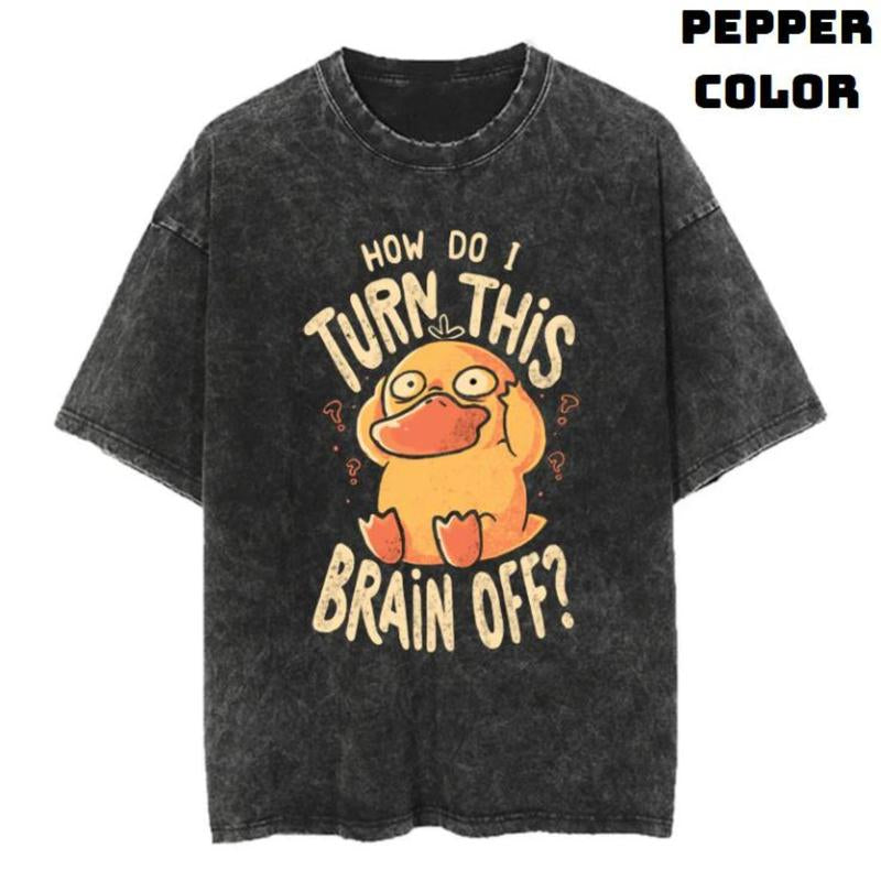 How Do I Turn This Brain off Vintage Graphic Tees, Psyduck T-Shirt, Pokemon Shirts, Masters 2025 Merch, Vacation Outfits, Unisex Anime Manga Shirt Top Gifts Men Women Streetwear